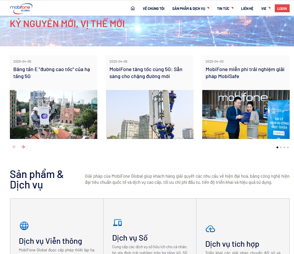 Dự án thiết kế website cho công ty Mobifone Global